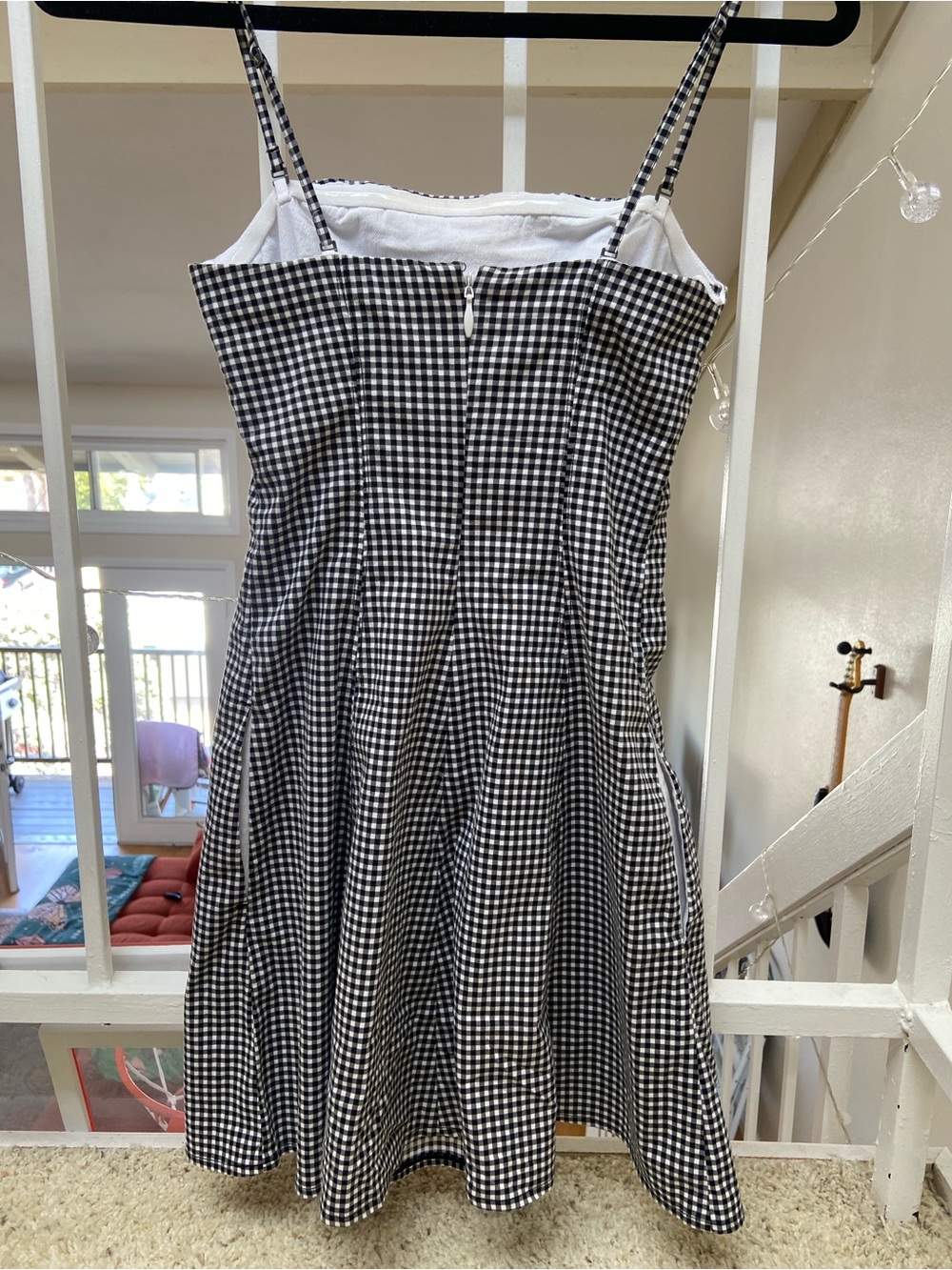 Abercrombie & Fitch Black and White Gingham Square-Neck Mini Dress - Picture 8 of 10